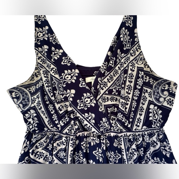 Soma Navy Elegant Navy and White Patterned Sleeveless V Neck Maxi Dress Size XS - Picture 6 of 9